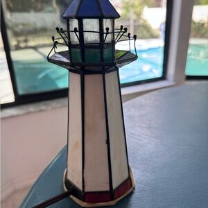 Lighthouse stained glass nightlight